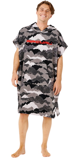 2026 Rip Curl Hombres Toalla Con Capucha ï¿½Fun Timesï¿½ Poncho 01KMTO - Black / Gris